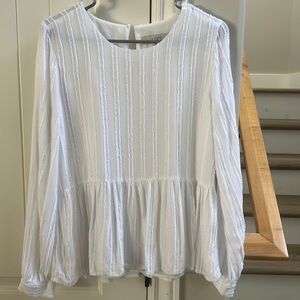Anne Taylor Loft white ribbed blouse size medium